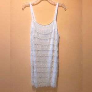 Ladies off-white fringe dress